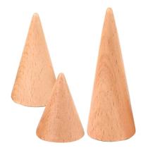Suporte de anel STOBAZA Wooden Cone Stand, organizador de joias de 3 peças Suporte de anel STOBAZA Wooden Cone Stand, organizador de joias de 3 peças