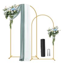 Suporte de arco para fundo Nisoger em metal, 2,2 m + 1,8 m, kit com 2, dourado