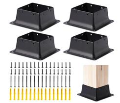 Suporte de base de poste Bazeiona 4x4 para poste de vedação de madeira, 4 unidades Suporte de base de poste Bazeiona 4x4 para poste de vedação de madeira, 4 unidades