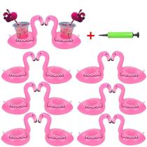 Suporte de bebida inflável qinnsou Flamingo, pacote com 14 unidades com bomba de ar