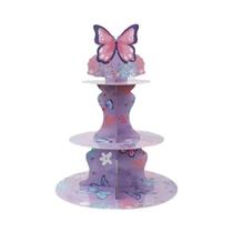 Suporte De Bolo De Aniversário Borboleta Rosa Crianças Menina 1º Aniversário Decoração Suprimentos