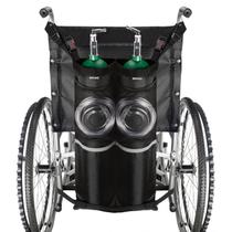 Suporte de bolsa de cilindro de oxigênio para cadeira de rodas NIHAO Dual Black