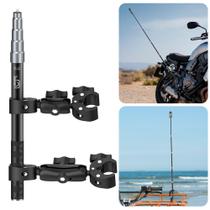 Suporte de braçadeira dupla para guidão de motocicleta com bastão de selfie