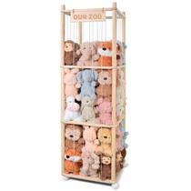 Suporte de brinquedo de madeira para zoológico de madeira para armazenamento de animais de estimação 138 cm