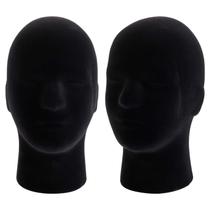 Suporte de cabeça de manequim Hedume Foam Black Velvet Male x2 Suporte de cabeça de manequim Hedume Foam Black Velvet Male x2