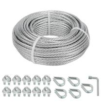 Suporte de cabo de aço galvanizado 3/16” com braçadeira de 50 pés Suporte de cabo de aço galvanizado 3/16” com braçadeira de 50 pés