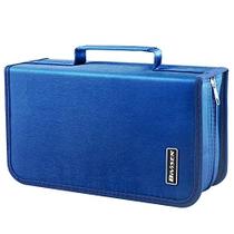 Suporte de caixa de CD/DVD Bivisen, 128 capacidade CD VCD Media Wallet, Armazenamento, Suporte, Livreto, Organizador (Azul)