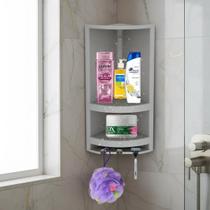 Suporte De Canto Cinza Porta Shampoo Organiza Banheiro Ducha
