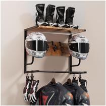 Suporte de capacete de motocicleta OMISRUIS montado na parede com rack Suporte de capacete de motocicleta OMISRUIS montado na parede com rack