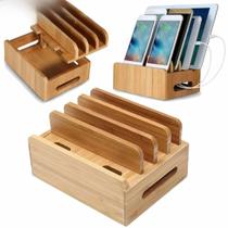 Suporte De Carregamento Em Bambu Para iPhone E Samsung, Organizador De Cabos USB Para Smartphones E Suporte De Carregamento Em Bambu Para iPhone E Samsung, Organizador De Cabos USB Para Smartphones E