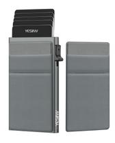 Suporte de cartão de crédito YESIW Auto Pop Up RFID Alumínio Cinza