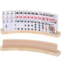 Suporte de cartas de baralho Exqline Curved Wooden, conjunto de 2