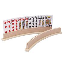 Suporte de cartas de baralho Exqline Wood Curved, conjunto de 4 a 34 cm