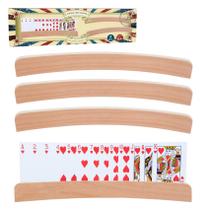 Suporte de cartas de baralho GOTHINK Wood Curved, conjunto de 4 para todas as idades Suporte de cartas de baralho GOTHINK Wood Curved, conjunto de 4 para todas as idades