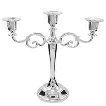 Suporte de castiçais de metal Candelabra Viscacha de 3 velas prateado