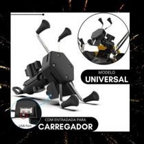 Suporte de Celular Articulado com Carregador USB - Fixação no Retrovisor ou Guidão