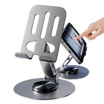 Suporte de Celular de Mesa em Metal Dobrável e Ajustável com Base Antiderrapante e Rotação 360 Para iPhone, Samsung, Xiaomi, iPad e Tablets Suporte de Celular de Mesa em Metal Dobrável e Ajustável com Base Antiderrapante e Rotação 360 Para iPhone, Samsung, Xiaomi, iPad e Tablets
