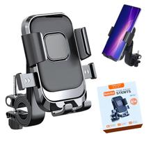 Suporte de Celular para Moto e Bicicleta Preto Travamento Automático, Super Estável e Antivibração