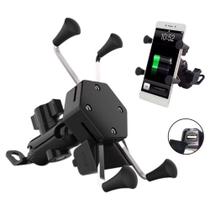 Suporte de Celular Para Motocicleta Com Carregador Universal Usb Cor Preto - 9H Suporte de Celular Para Motocicleta Com Carregador Universal Usb Cor Preto - 9H