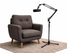 Suporte De Chão Articulado Para Microfone Podcast Home Studio E Produção De Conteúdo Compatível SM7B MV7 Podmic