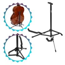 Suporte de Chão Para Instrumentos Violão Guitarra e Baixo Portátil Material Tubular em Aço Reforçado Cor Preto Suporte de Chão Para Instrumentos Violão Guitarra e Baixo Portátil Material Tubular em Aço Reforçado Cor Preto