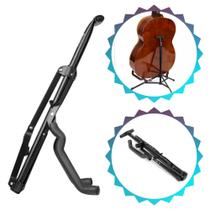 Suporte de Chão Tonante Tubular Cor Preto Portátil Para Violão Guitarra e Baixo Com Base Regulável Emborrachado Suporte de Chão Tonante Tubular Cor Preto Portátil Para Violão Guitarra e Baixo Com Base Regulável Emborrachado