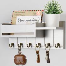 Suporte de chave RelaxScene Rack de madeira para montagem na parede com prateleira Suporte de chave RelaxScene Rack de madeira para montagem na parede com prateleira