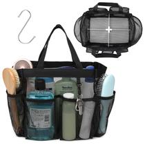 Suporte de chuveiro de malha cor F portátil com divisórias atualize mais profundamente, itens essenciais de dormitório de 7 bolsos com gancho em S, bolsa de banho, cesta para homens e meninas, acampamentos universitários, toalete, banheiro, preto Suporte de chuveiro de malha cor F portátil com divisórias atualize mais profundamente, itens essenciais de dormitório de 7 bolsos com gancho em S, bolsa de banho, cesta para homens e meninas, acampamentos universitários, toalete, banheiro, preto
