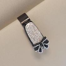 Suporte De Clipe Para Óculos De Sol Com Laço De Strass, Acessórios Portáteis De Decoração De Carro