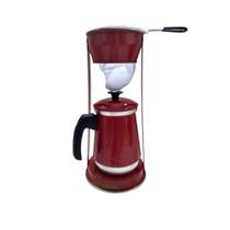 Suporte De Coador De Cafe Bule Vermelho Retro Em Alumínio - NF