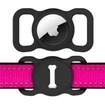 Suporte de coleira para cães Airtag DLENP Silicone GPS Tracking preto Suporte de coleira para cães Airtag DLENP Silicone GPS Tracking preto