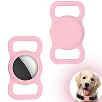 Suporte de coleira para cães Tentoku compatível com AirTag, pacote com 2 unidades, rosa