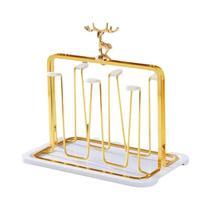 Suporte De Copos De Vidro Decorado Com Rena De Natal Para Secar Taças De Vinho E Copos De Água