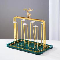 Suporte De Copos De Vidro Decorado Com Renas De Natal Para Secagem De Taças De Vinho E Água -