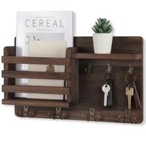 Suporte de correspondência Nekon Wall Mail Organizer com ganchos de madeira Suporte de correspondência Nekon Wall Mail Organizer com ganchos de madeira