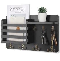 Suporte de correspondência Nekon Wall Mail Organizer com ganchos de madeira Suporte de correspondência Nekon Wall Mail Organizer com ganchos de madeira