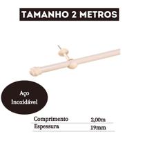 Suporte De Cortina 2 Metros 19mm Kit Completo Instalação
