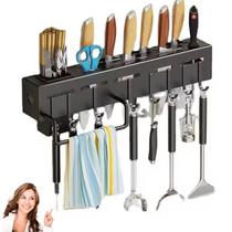 Suporte De Cozinha Porta Talheres Toalha Facas 50cm Com 8 Ganchos Moderno