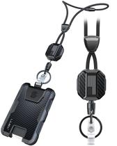 Suporte de crachá LIUGX de fibra de carbono com cordão retrátil de 20 cm Suporte de crachá LIUGX de fibra de carbono com cordão retrátil de 20 cm