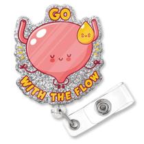 Suporte de crachá ZBBFSCSB Fun Glitter, cabo retrátil de 61 cm