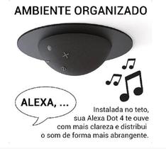 SUPORTE de EMBUTIR NO TETO Preto Alexa Echo Dot 4 & 5 - Redondo