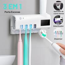 Suporte de Escova de Dentes com Esterilizador UV e Dispenser Automático Suporte de Escova de Dentes com Esterilizador UV e Dispenser Automático