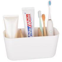 Suporte de escova de dentes Heagoale Bamboo com 3 ranhuras para banheiro