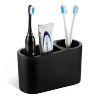 Suporte de escova de dentes Luxspire 2 slots para banheiro preto fosco Suporte de escova de dentes Luxspire 2 slots para banheiro preto fosco