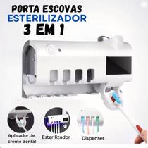 Suporte de Escovas com Esterilizador UV e Pasta Automática Suporte de Escovas com Esterilizador UV e Pasta Automática
