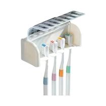 Suporte De Escovas De Dente Moderno Montado Na Parede Com 5 Compartimentos E Tampa Higiênica,