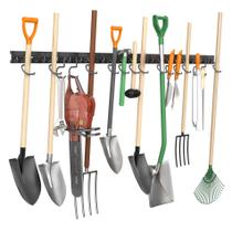 Suporte de esfregão e vassoura TORACK para montagem na parede, 4 trilhos, 16 ganchos Suporte de esfregão e vassoura TORACK para montagem na parede, 4 trilhos, 16 ganchos