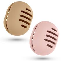 Suporte de esponja de maquiagem Fauxomor para viagens Silicone cáqui+rosa Suporte de esponja de maquiagem Fauxomor para viagens Silicone cáqui+rosa