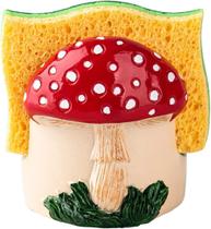 Suporte de esponja dgudgu Mushroom Ceramic Red para pia de cozinha