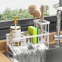 Suporte de esponja Sink Caddy Cisily 304 em aço inoxidável branco